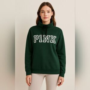 Victoria’s Secret Forest Green FunnelNeck Sweatshirt S Soft Romanticized Sports